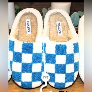Katydid Blue and White Plaid Slippers